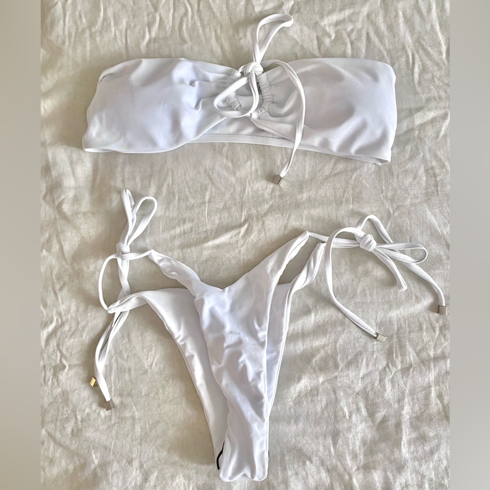 Shein Bandeau Strapless White Bikini Set